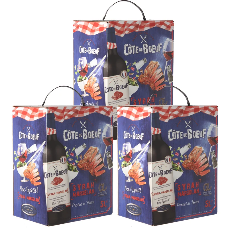 Syrah-Marselan Rotwein trocken Bag-in-Box - Côte de Boeuf - Pays d'Oc, Frankreich
