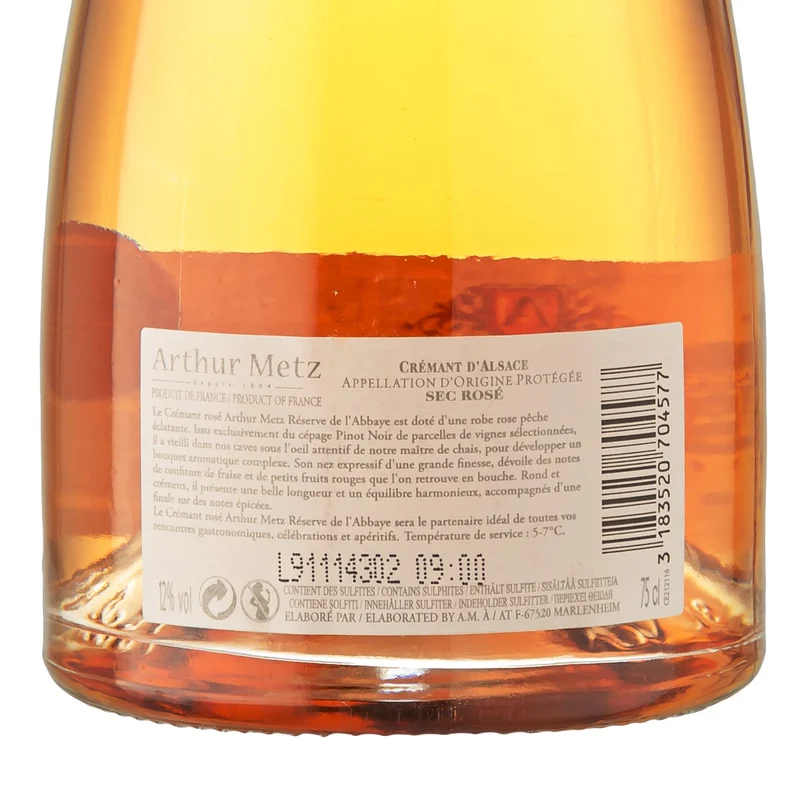 Crémant d' Alsace Réserve de l'Abbaye Rosé Sec - Arthur Metz