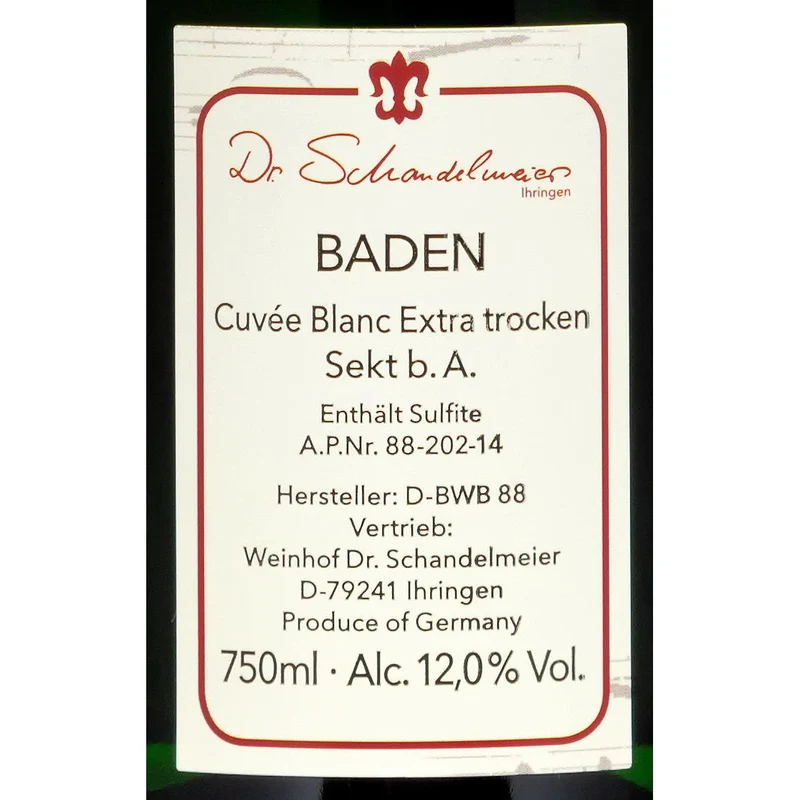 Sekt Cuvée Blanc extra-trocken - Weingut Dr. Schandelmeier
