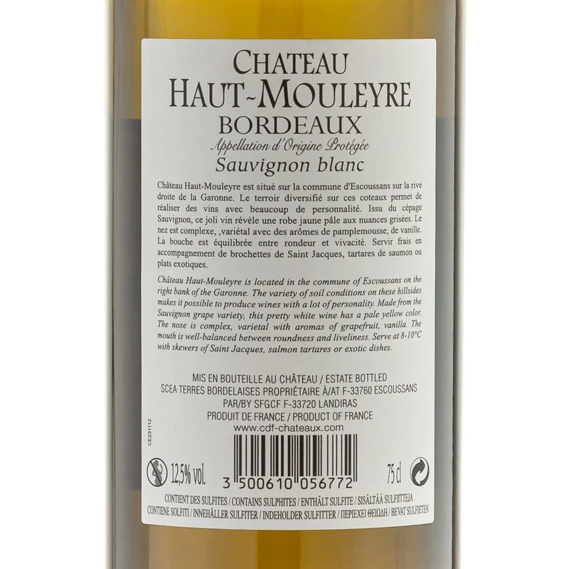 2018 Château Haut-Mouleyre AOP -Sauvignon blanc - Bordeaux