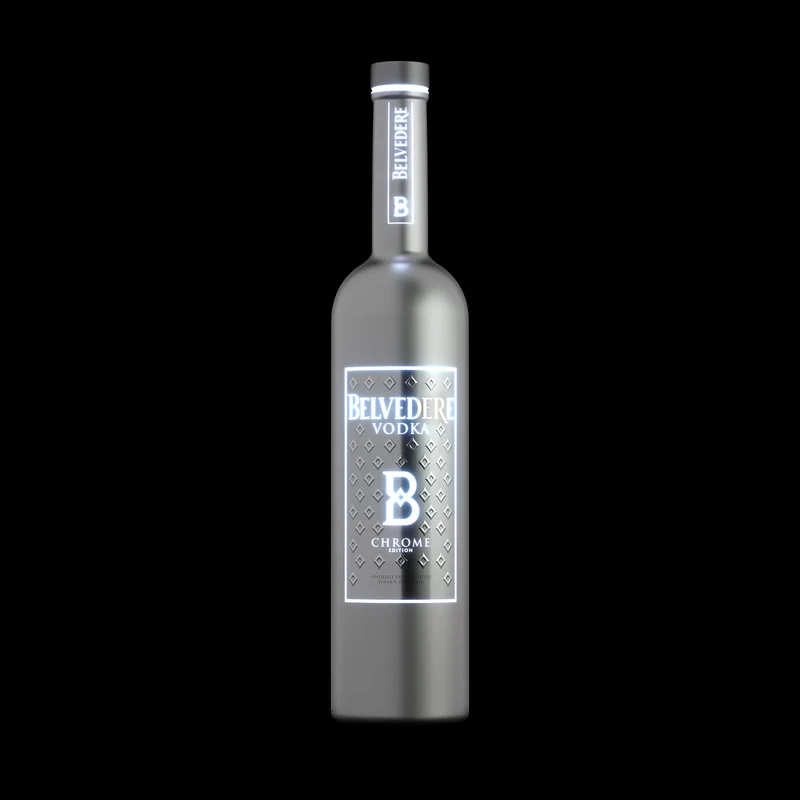 Belvedere Premium Vodka Bespoke Chrome Edition Großflasche (1,75L) mit LED Beleuchtung im Boden