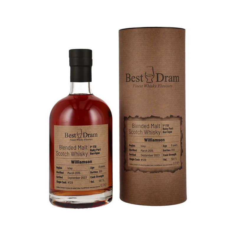 Williamson 2015/2023 - 8 Jahre - 1st Fill Ruby Port #129 - Best Drum - Blended Malt Scotch Whisky