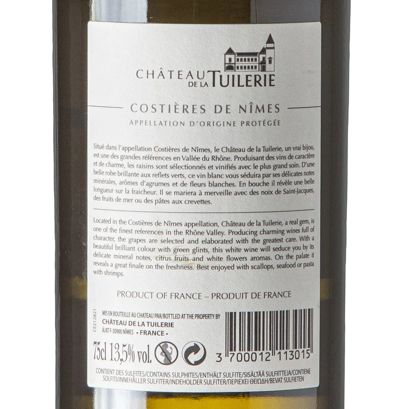 2017 Chateau de la Tuilerie Costieres de Nimes Grenache Blanc - Viognier - Frankreich