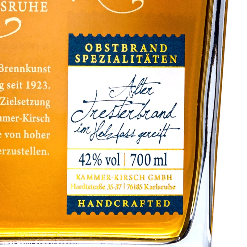 Alter Tresterbrand im Holzfass gereift - Gourmet-Obstbrand - Destillerie Kammer-Kirsch