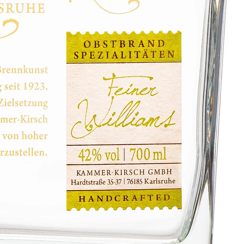 Feiner Williams - Obstbrand - Destillerie Kammer-Kirsch