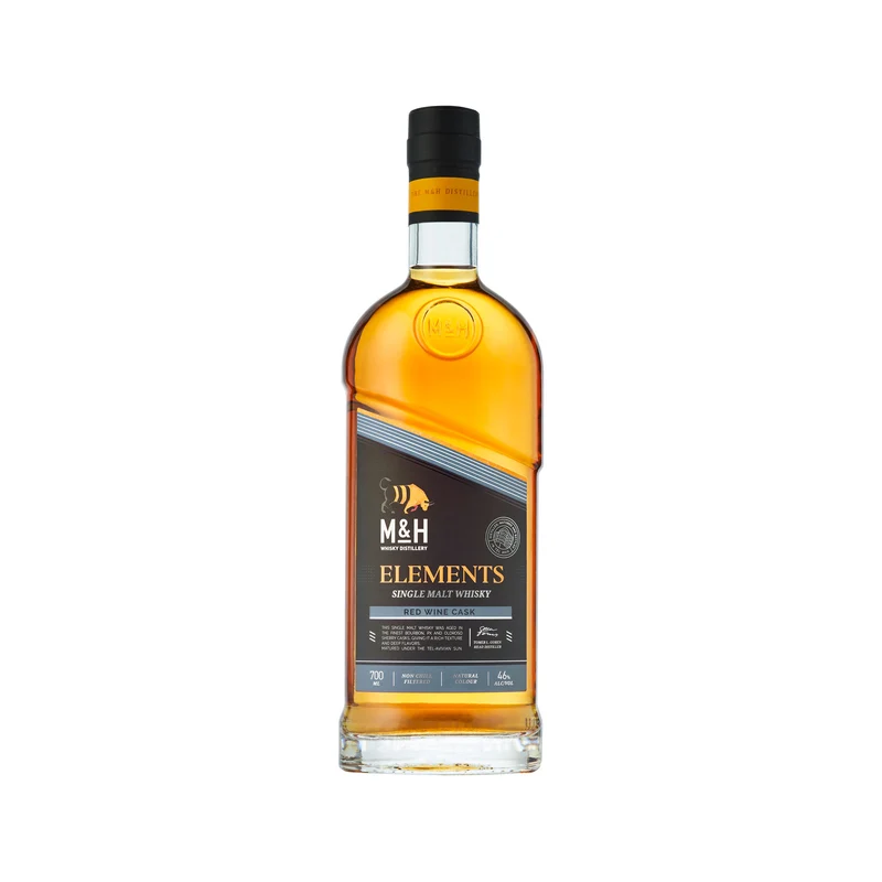 M&H Elements Red Wine Cask Single Malt Whisky in Geschenkverpackung