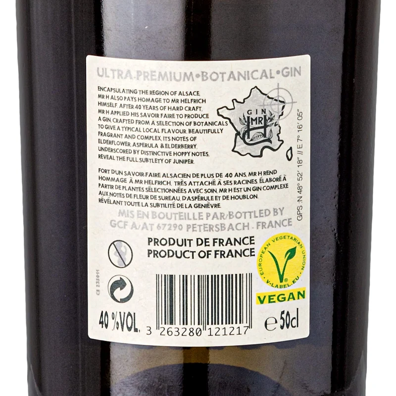 Mr H French Vegan Gin 500 ml