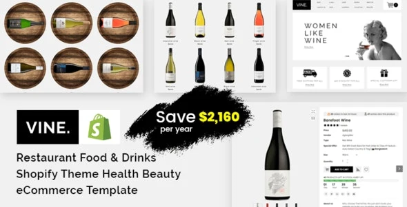 Vine - Restaurant Food & Drinks Shopify Theme Health Beauty eCommerce Template