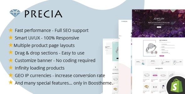 Precia - Multipurpose Shopify Theme - High Performance 99/100 - Upsell - Cross-Sells - Full SEO