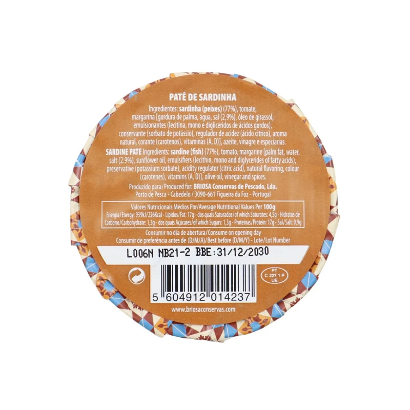 Briosa Gourmet Paté de Sardinha