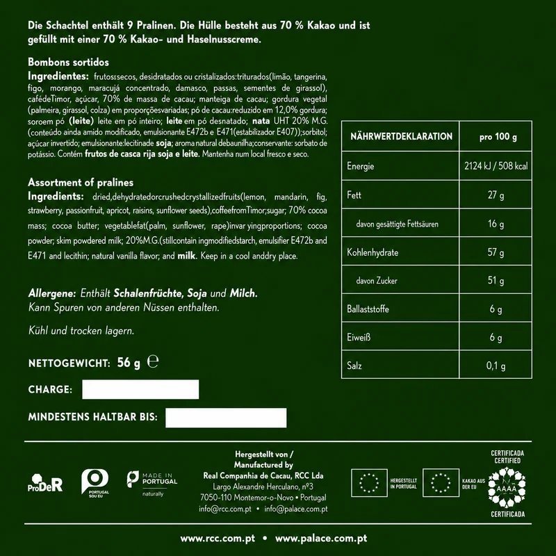 Royal Cocoa Zartbitter-Pralinen mit Haselnuss