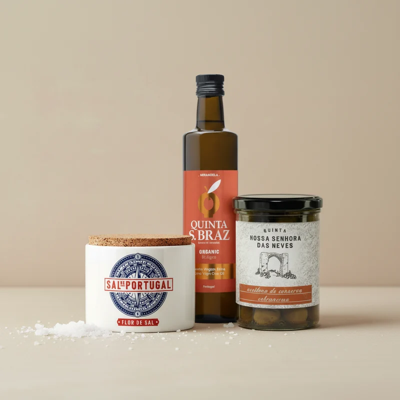 Portugal Genussset – Bio-Olivenöl, Oliven & Meersalz