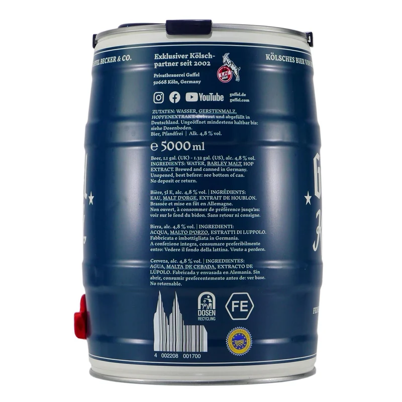 Gaffel Kölsch Bierfass (2 x 5,0L) EINWEG