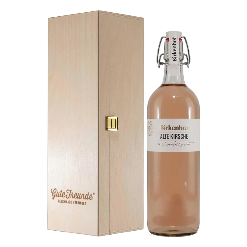 Birkenhof Alte Kirsche Obstbrand mit Geschenk-Holzkiste