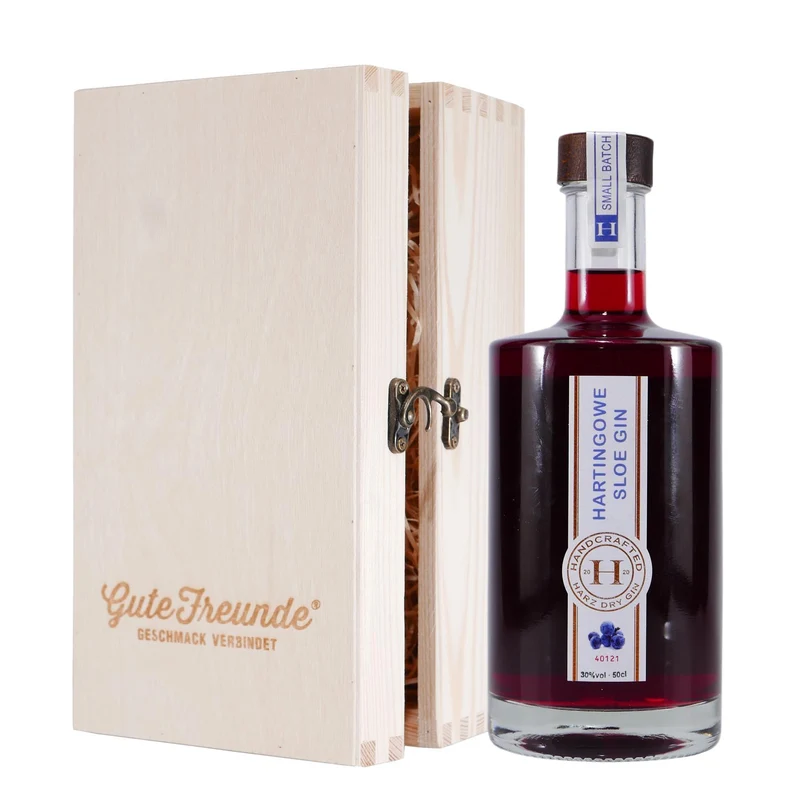 Hartingowe Sloe Gin mit Geschenk-Holzkiste