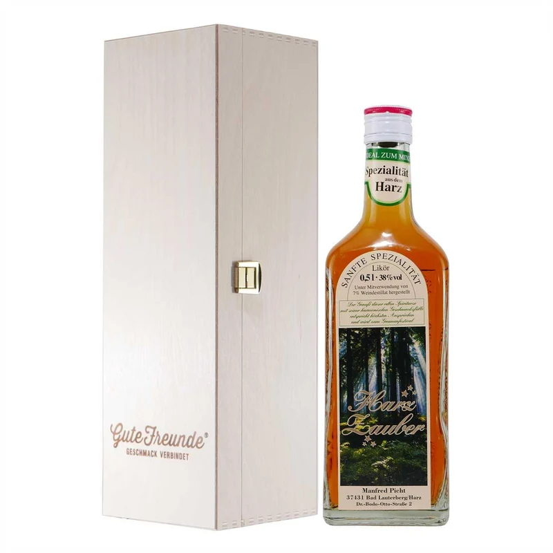 Harz Zauber Edel-Likör mit Geschenk-Holzkiste