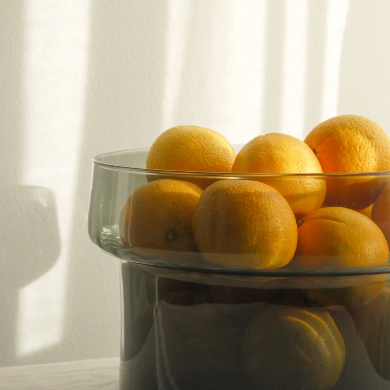 XL Obstschale aus Glas in Grau