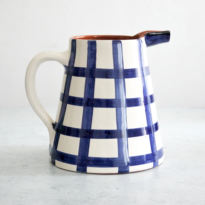 Streifenkrug Grid in Blau, 2 l