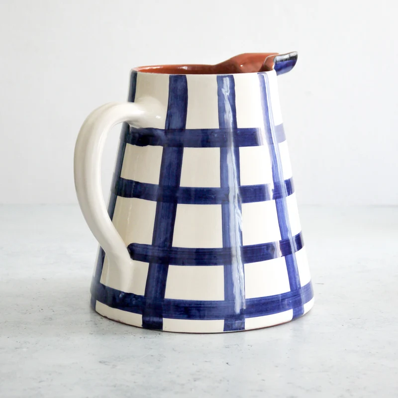 Streifenkrug Grid in Blau, 2 l