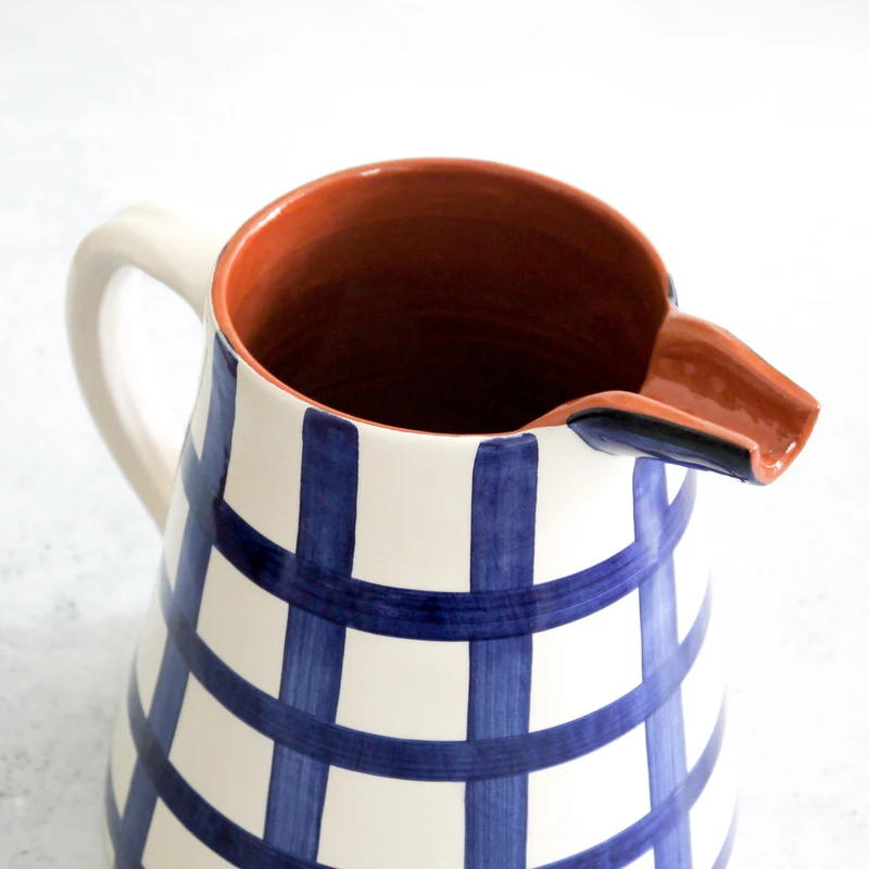 Streifenkrug Grid in Blau, 2 l
