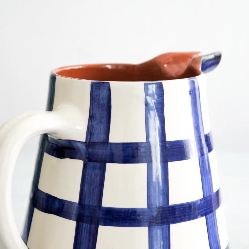 Streifenkrug Grid in Blau, 2 l