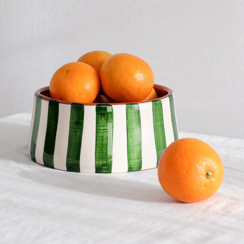Große gestreifte Schale, grün, Ø 23 cm