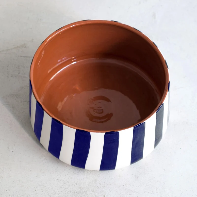 Große gestreifte Schale, blau, Ø 23 cm